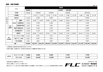 当店整備料金一覧表